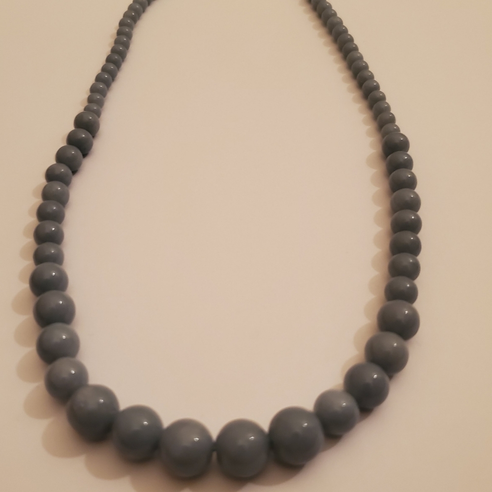Graduated Angelite Cabochon Bead Necklace